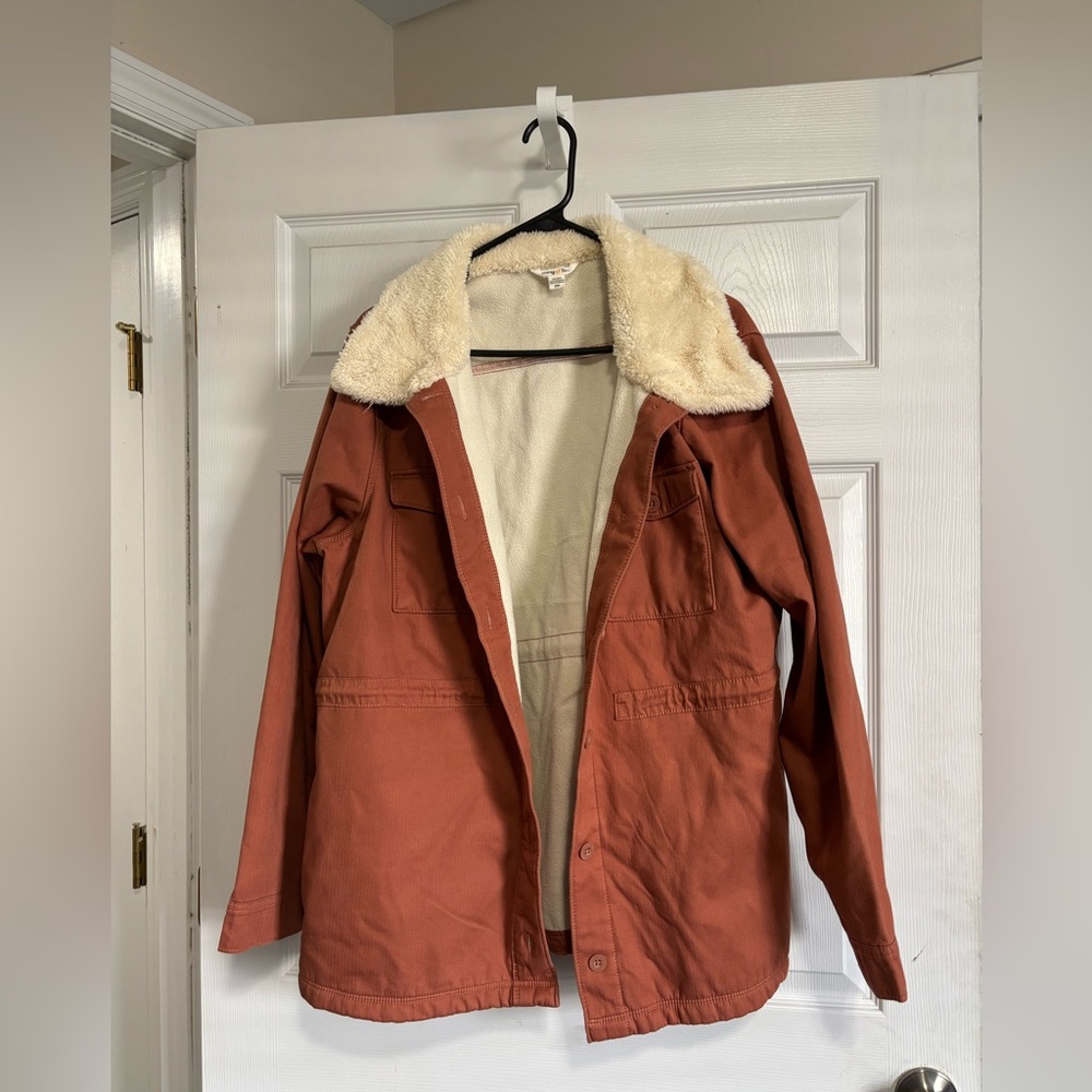 Orange button up jacket